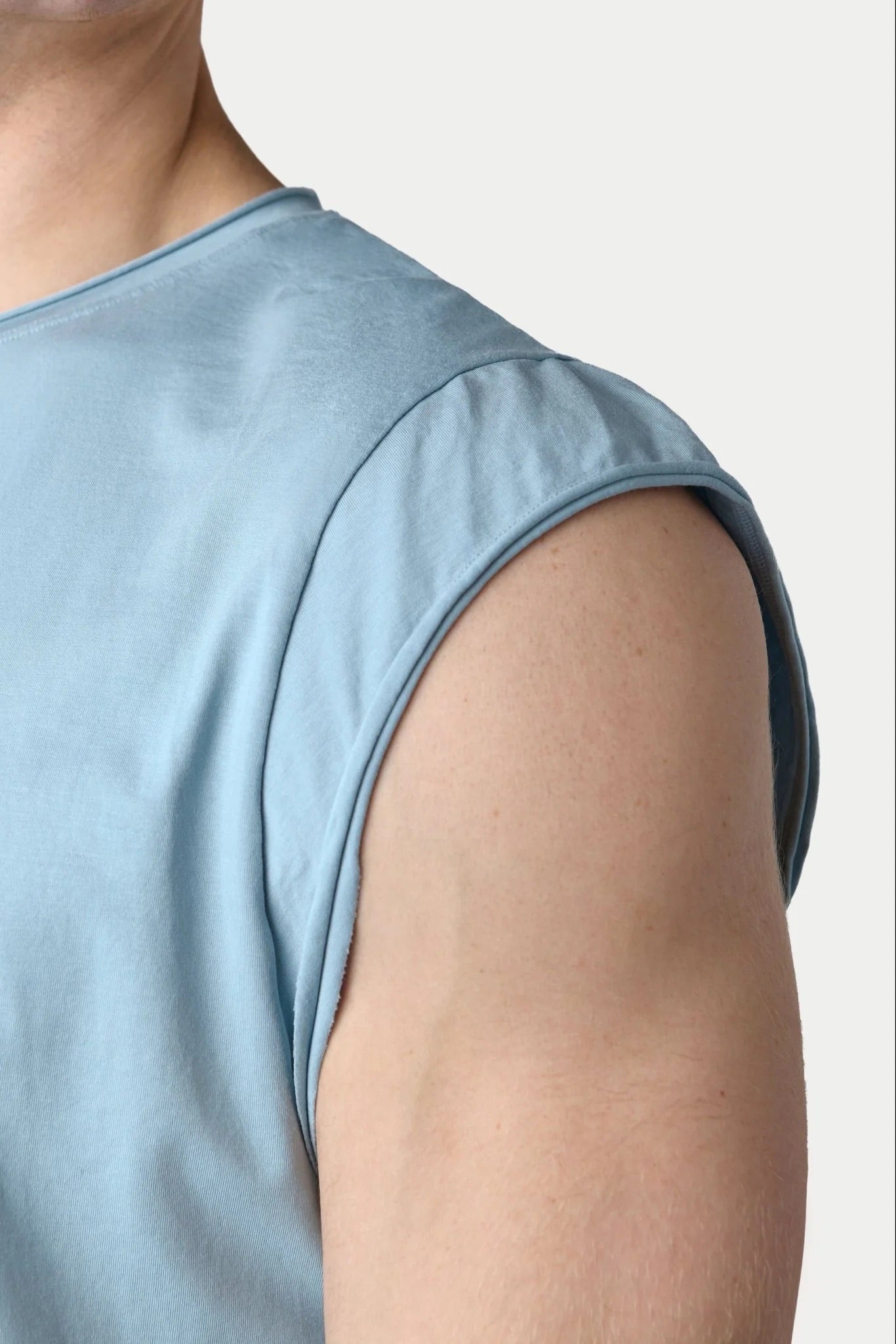 Soft Blue Raw Crop Tee
